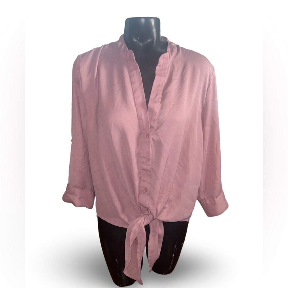 Live 4 Truth Women's Blush Pink Tie Front V-Neck Blouse Size L - Picture 1 of 6